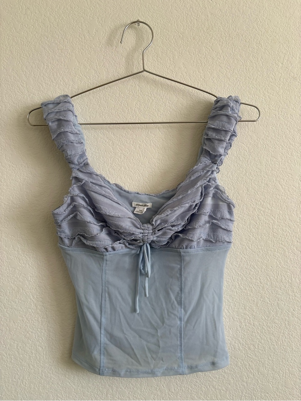 Kimchi Blue Light Blue Ruffle Front Tank
